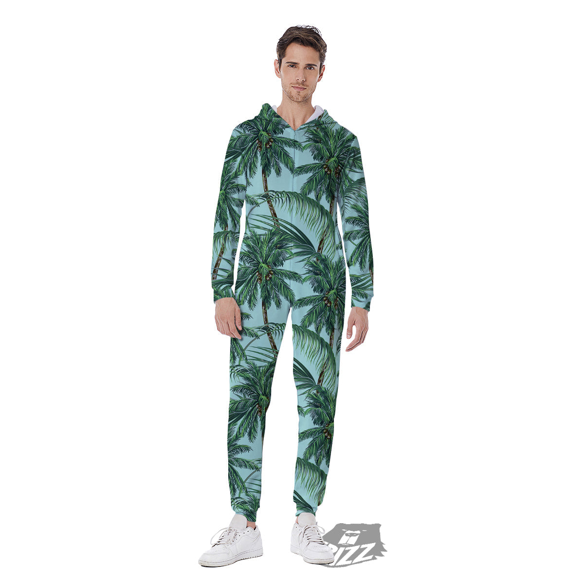 Coconut Tree Vintage Print Pattern Men's Jumpsuit-grizzshop