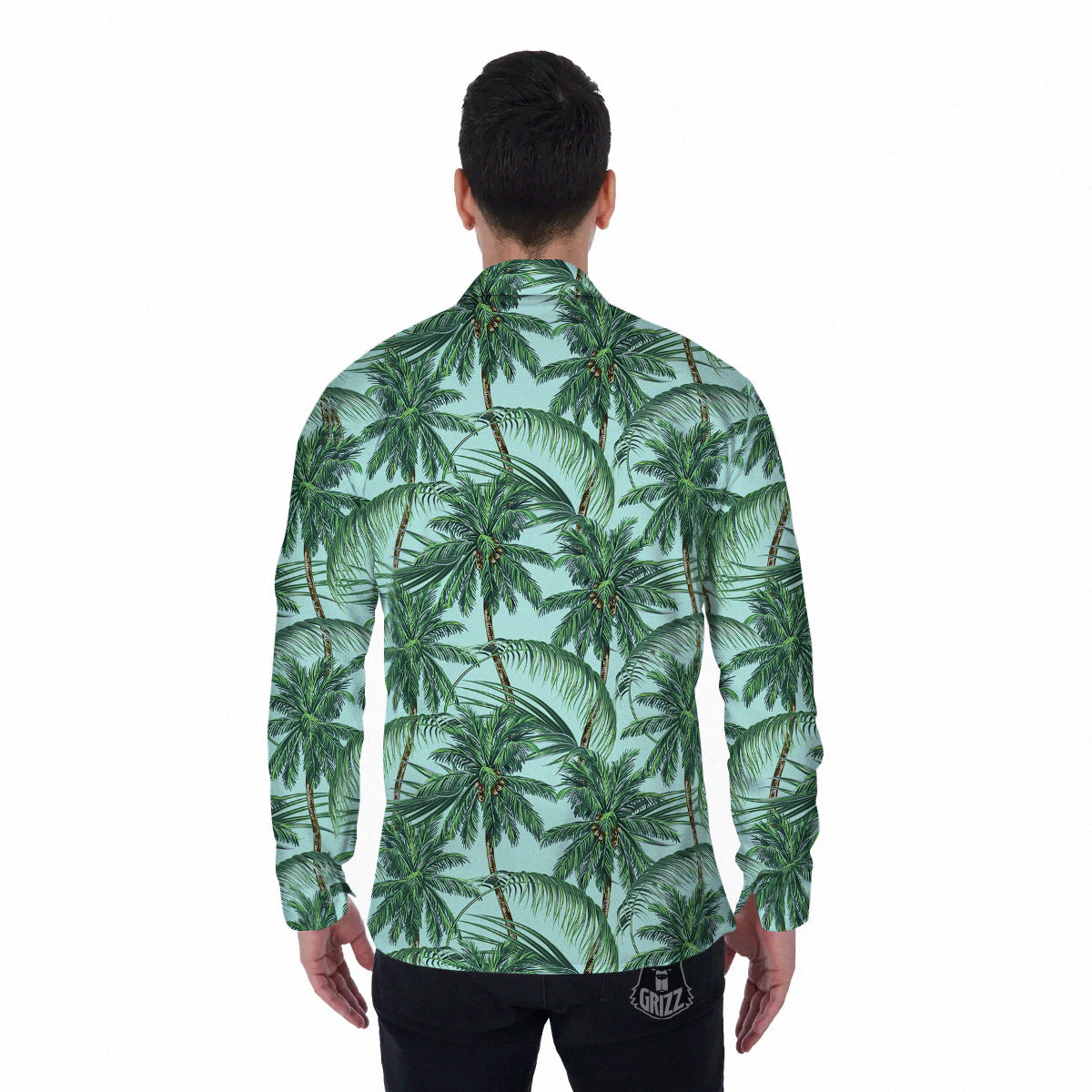 Coconut Tree Vintage Print Pattern Men's Long Sleeve Shirts-grizzshop