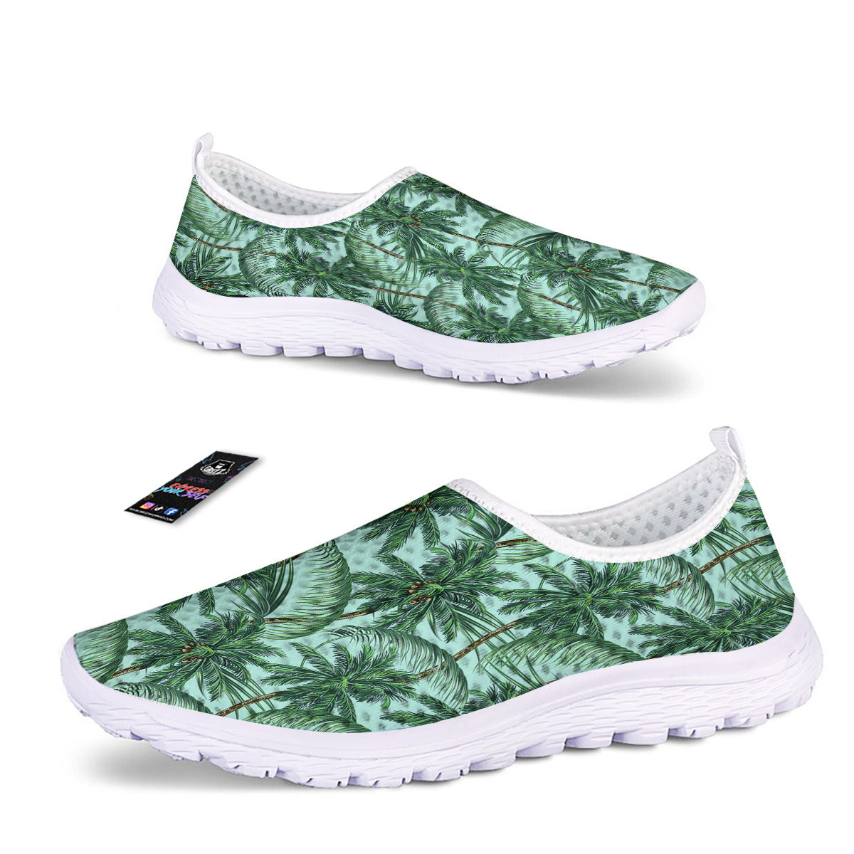 Coconut Tree Vintage Print Pattern Nurse Shoes-grizzshop