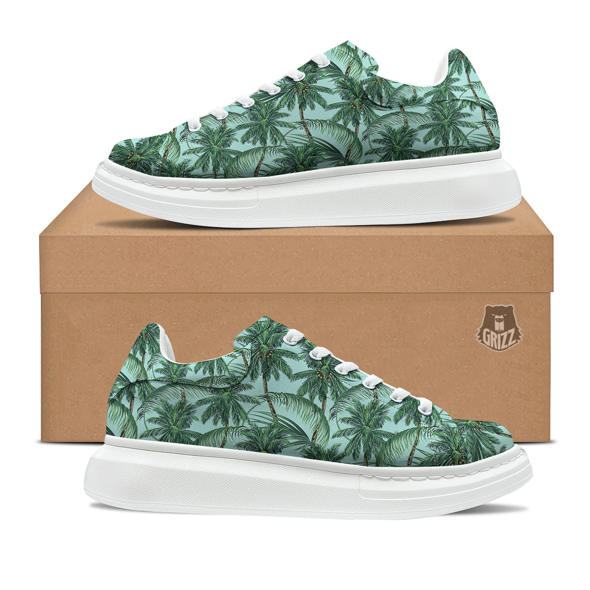 Coconut Tree Vintage Print Pattern Platform Shoes-grizzshop