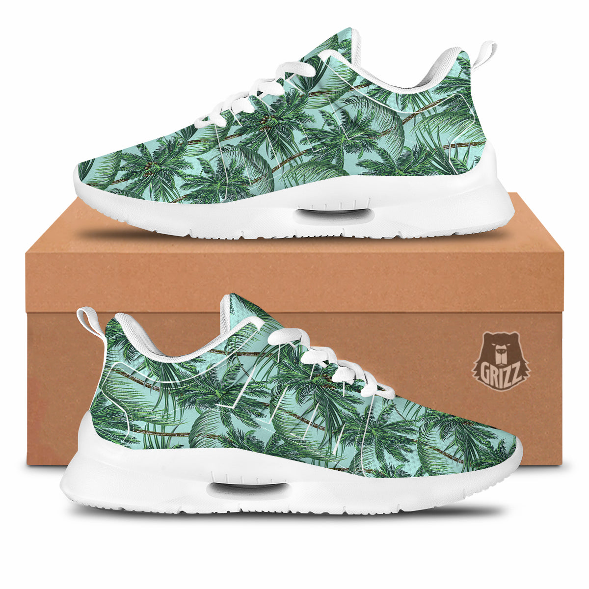 Coconut Tree Vintage Print Pattern Tennis Shoes-grizzshop