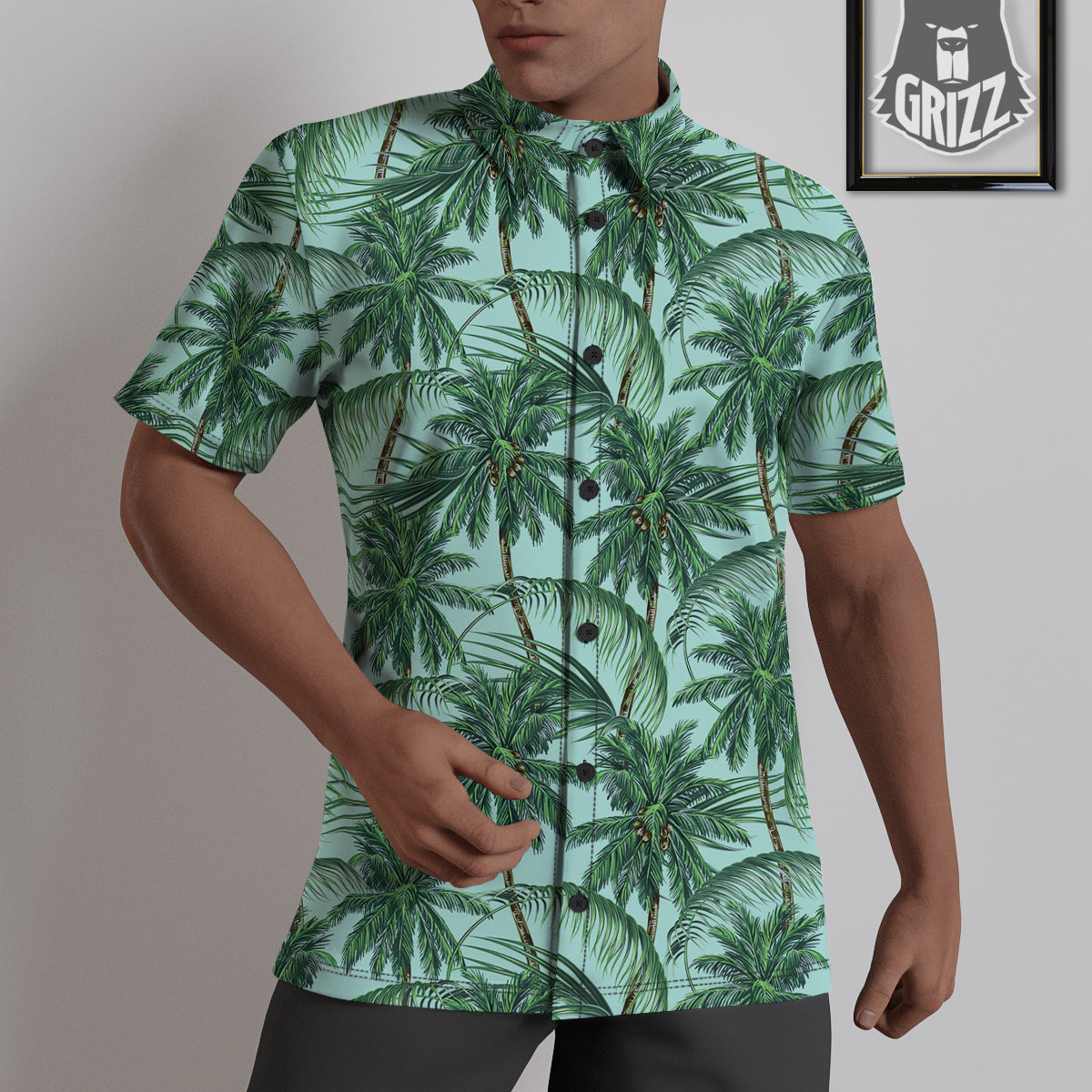 Coconut Tree Vintage Print Pattern Untucked Shirts-grizzshop