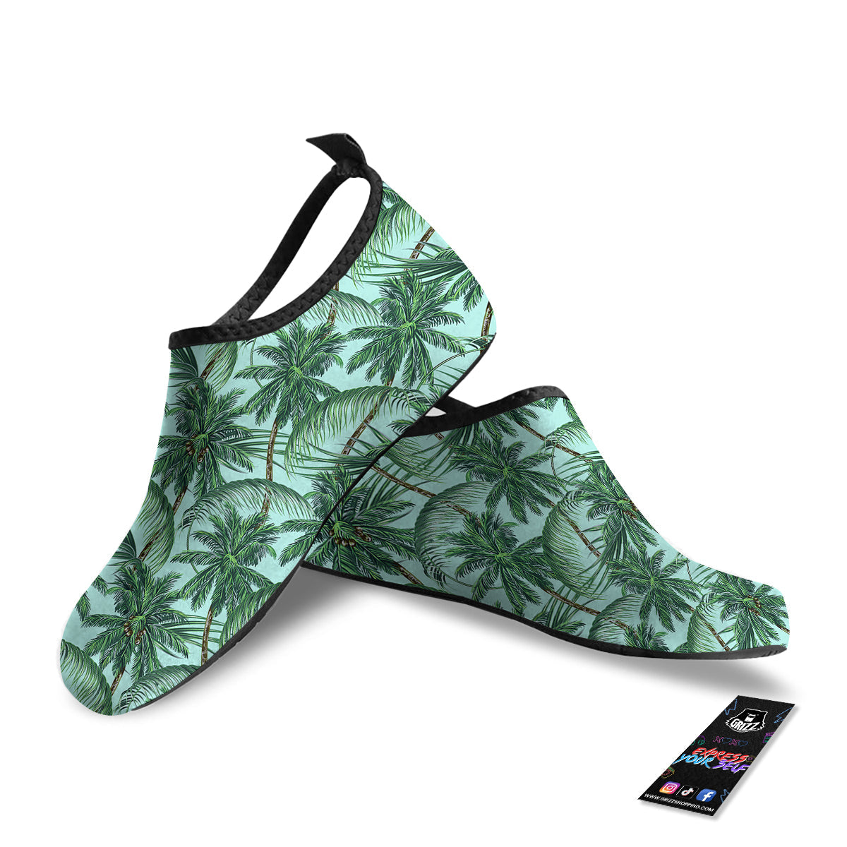 Coconut Tree Vintage Print Pattern Water Shoes-grizzshop