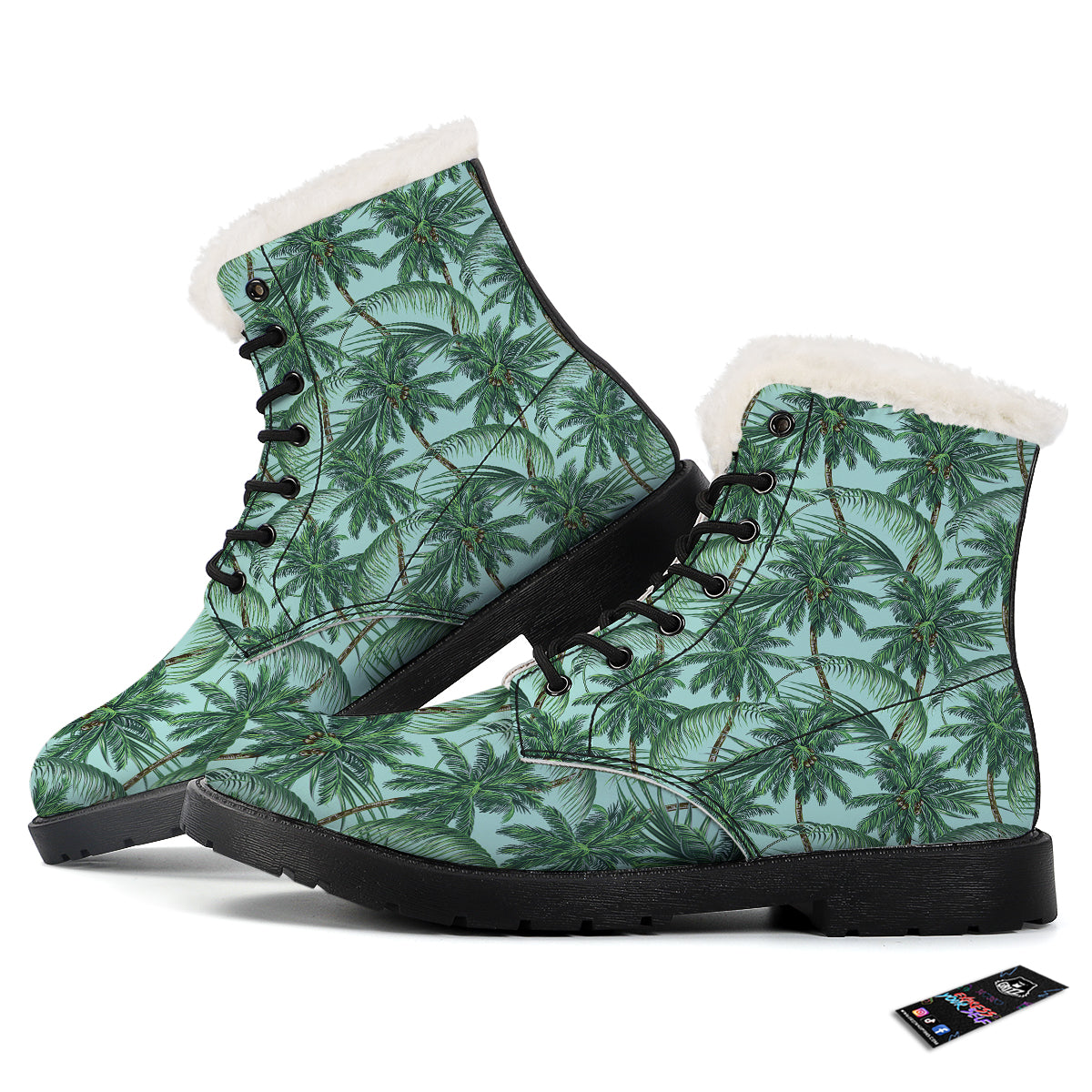 Coconut Tree Vintage Print Pattern Winter Boots-grizzshop