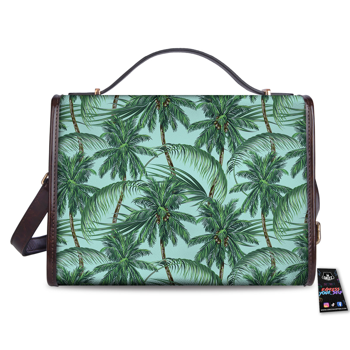 Coconut Tree Vintage Print Pattern Women's Satchel Bag-grizzshop