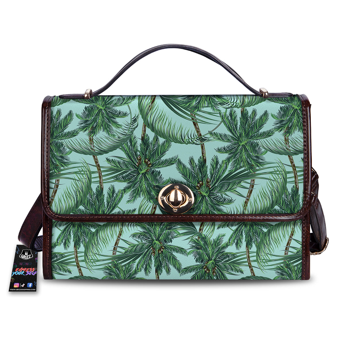 Coconut Tree Vintage Print Pattern Women's Satchel Bag-grizzshop