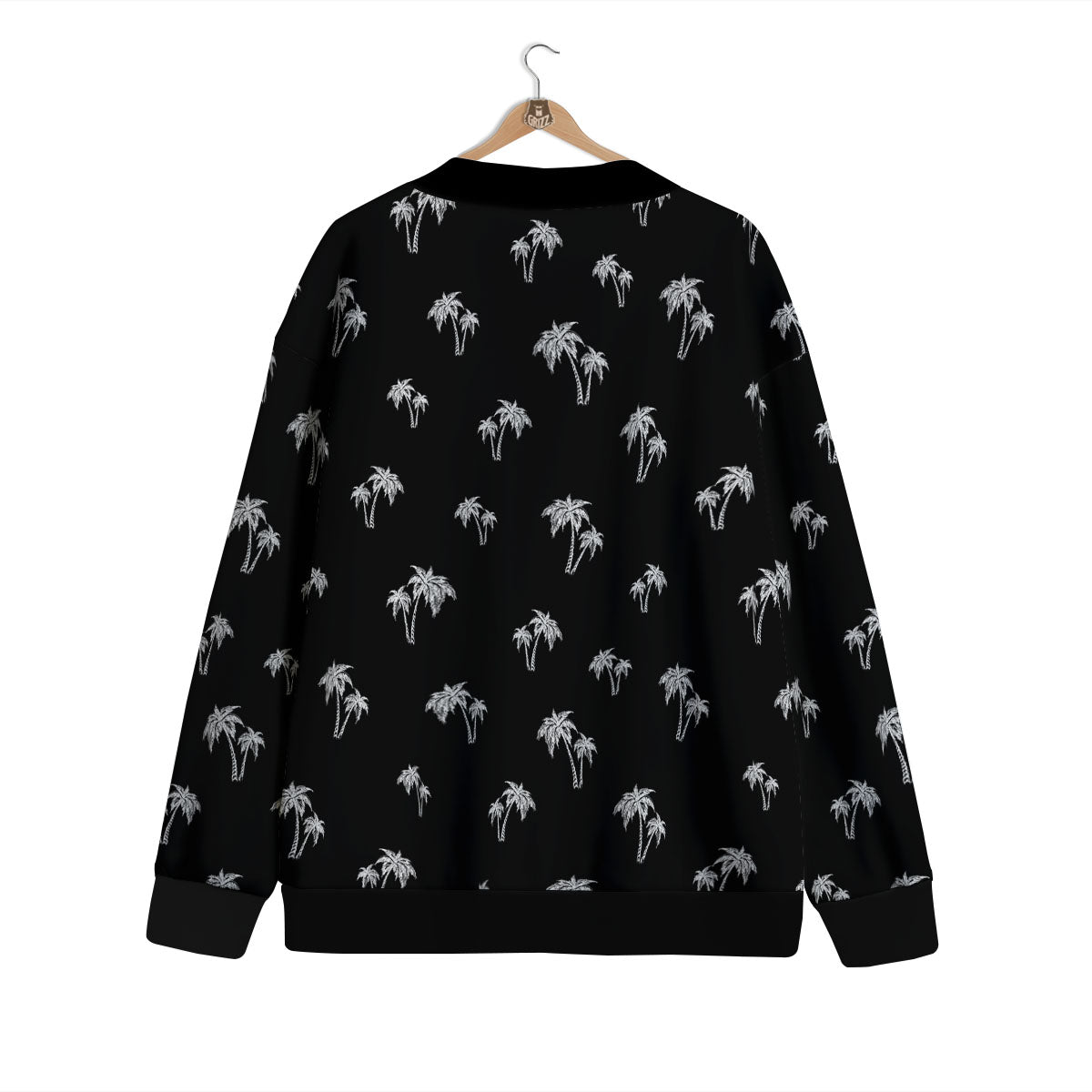 Coconut Tree White And Black Print Cardigan-grizzshop