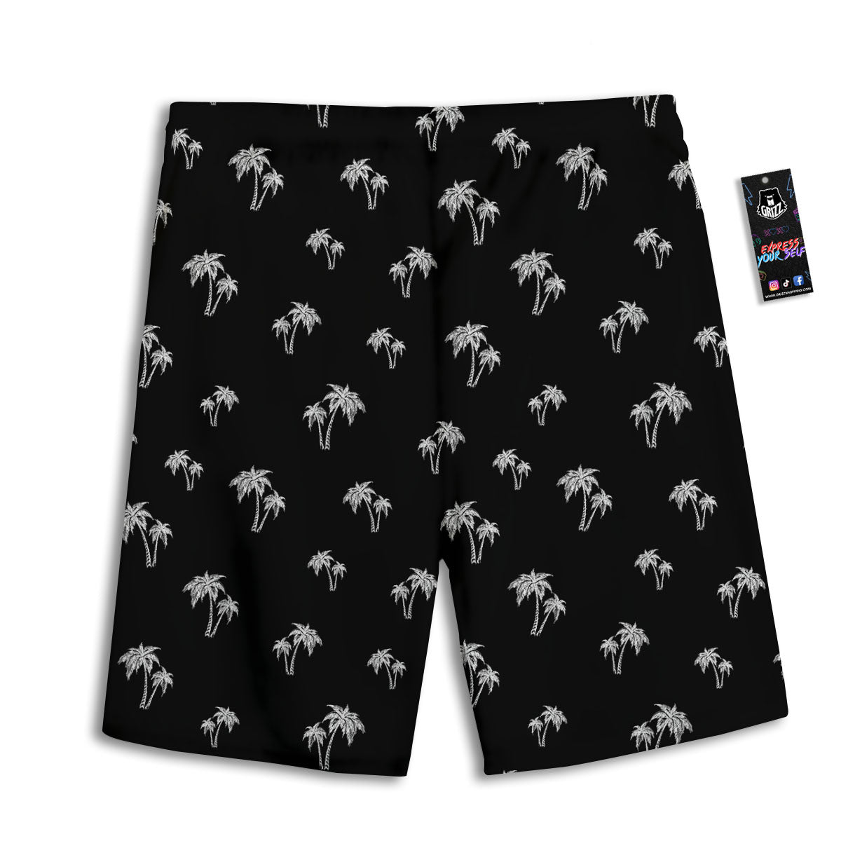 Coconut Tree White And Black Print Men's Athletic Shorts