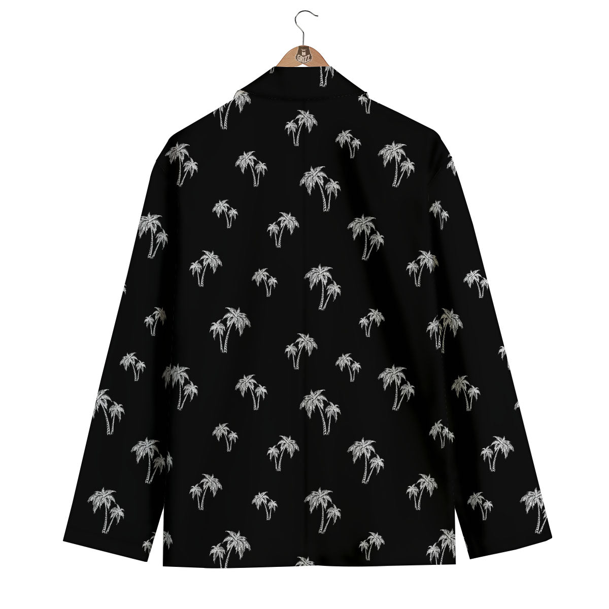 Coconut Tree White And Black Print Men's Blazer-grizzshop