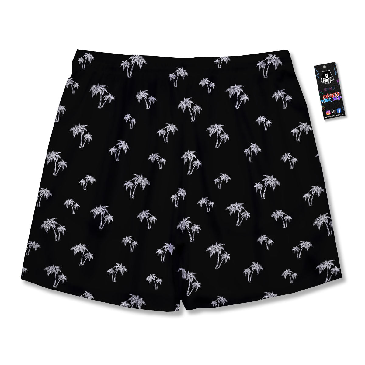Coconut Tree White And Black Print Men's Running Shorts-grizzshop