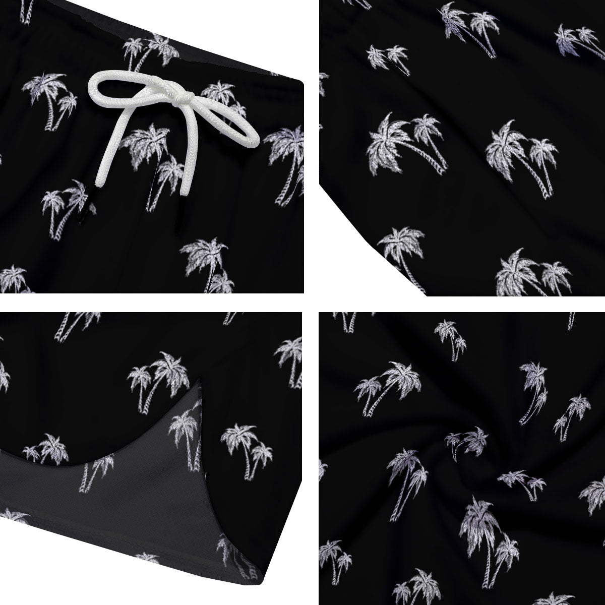 Coconut Tree White And Black Print Men's Running Shorts-grizzshop