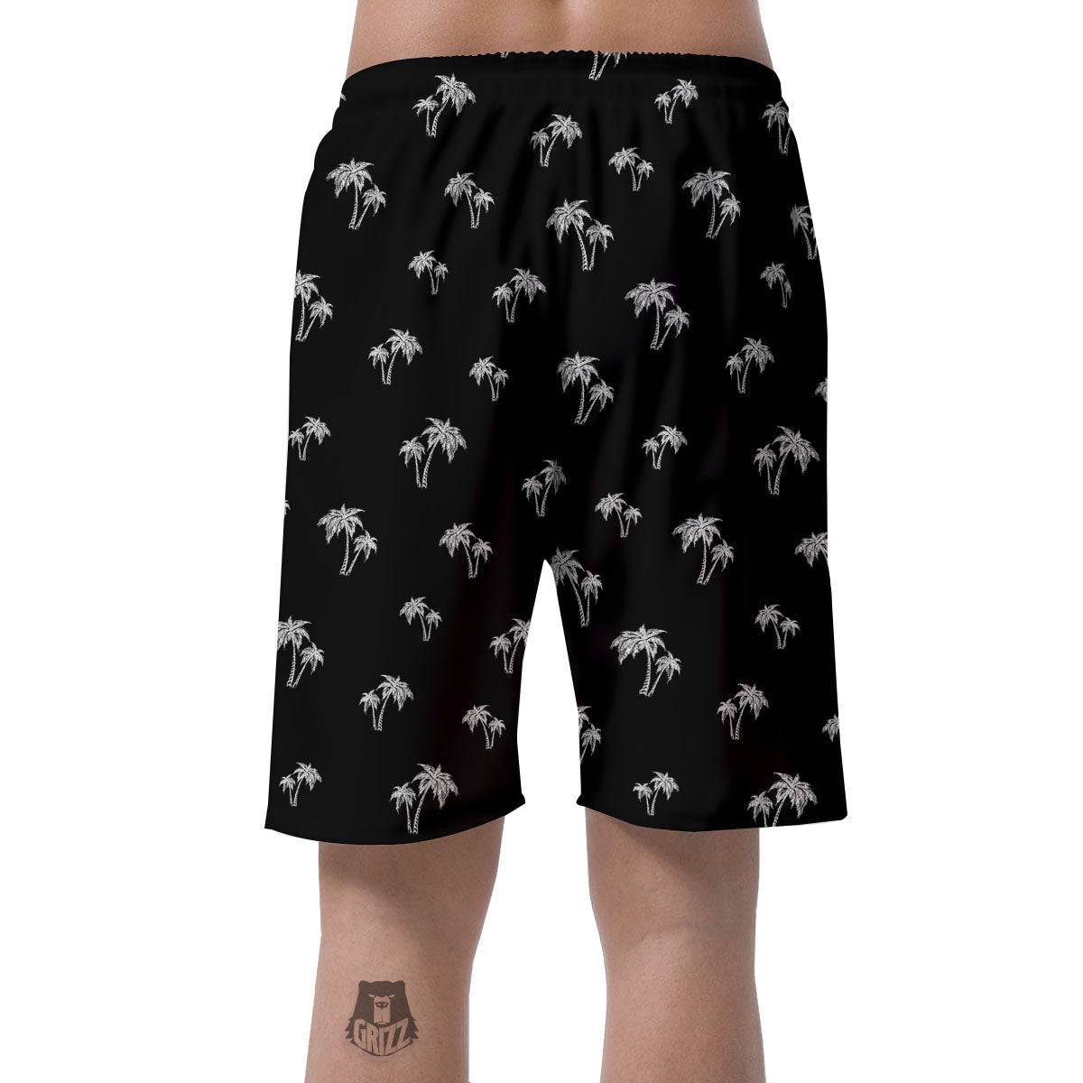 Coconut Tree White And Black Print Men's Shorts-grizzshop