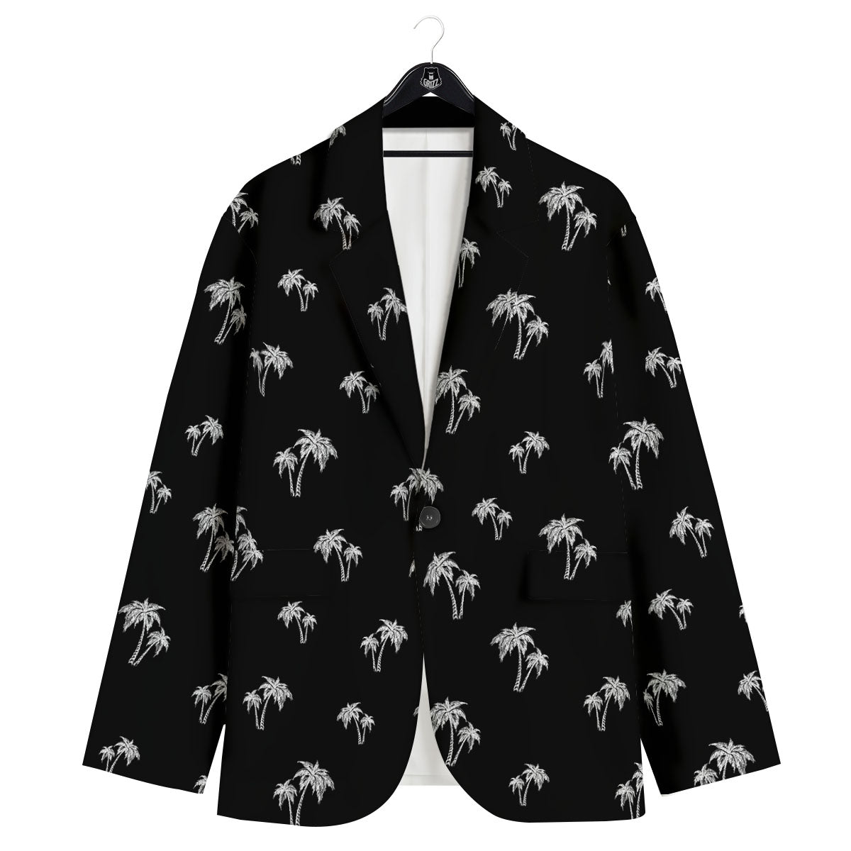 Coconut Tree White And Black Print Men's Sport Coat-grizzshop