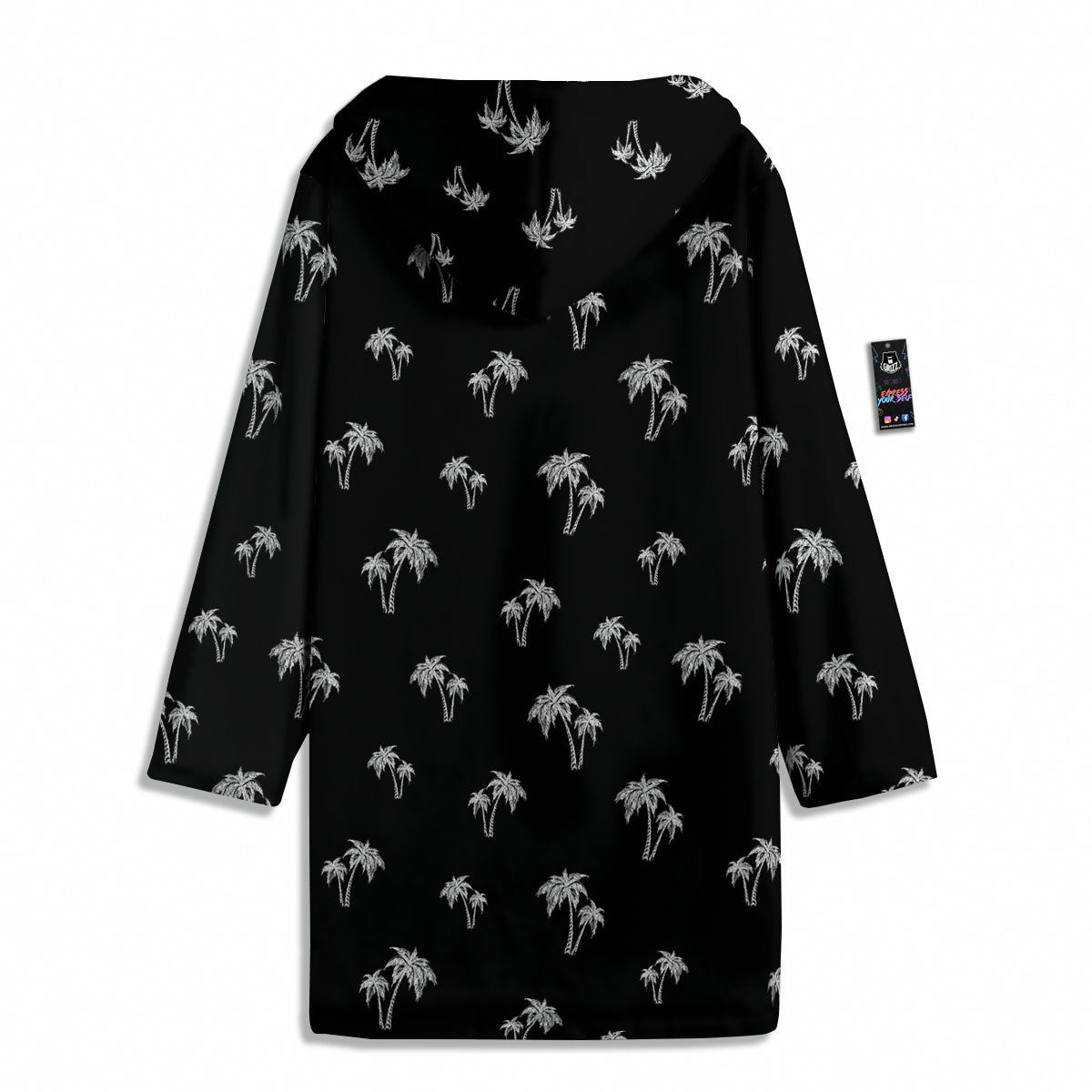 Coconut Tree White And Black Print Men's Windbreaker Jacket-grizzshop
