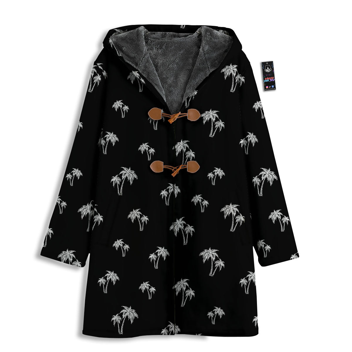 Coconut Tree White And Black Print Men's Windbreaker Jacket-grizzshop