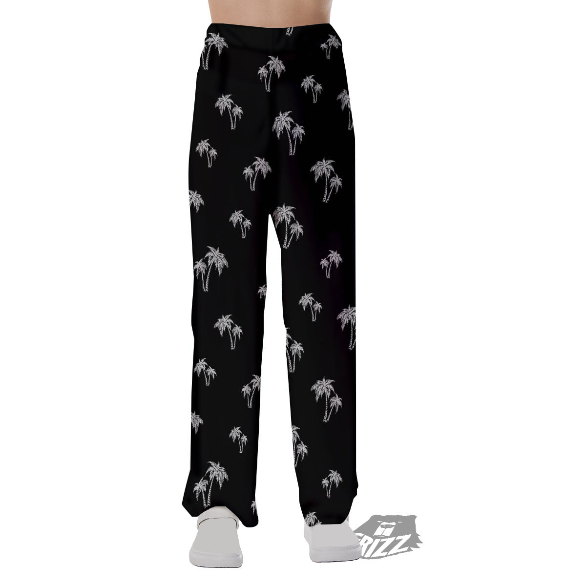 Coconut Tree White And Black Print Pajama Pants-grizzshop
