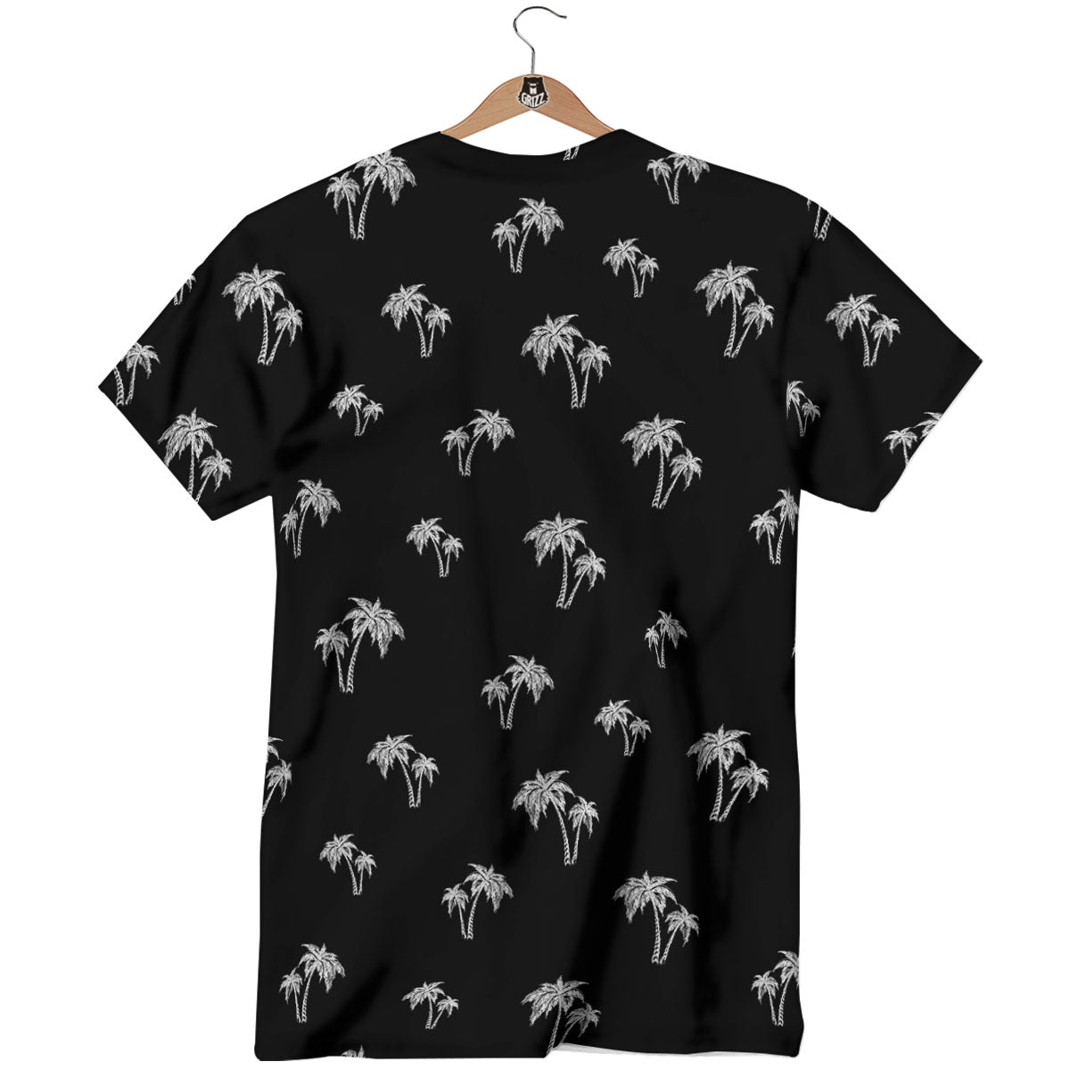 Coconut Tree White And Black Print T-Shirt-grizzshop