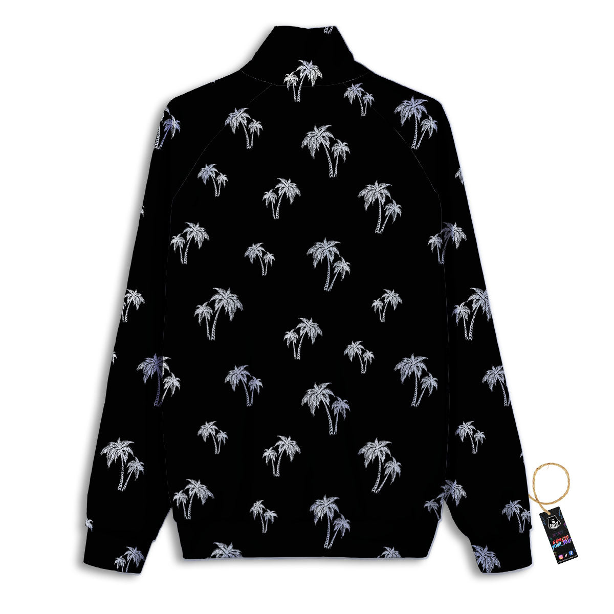 Coconut Tree White And Black Print Track Jacket-grizzshop