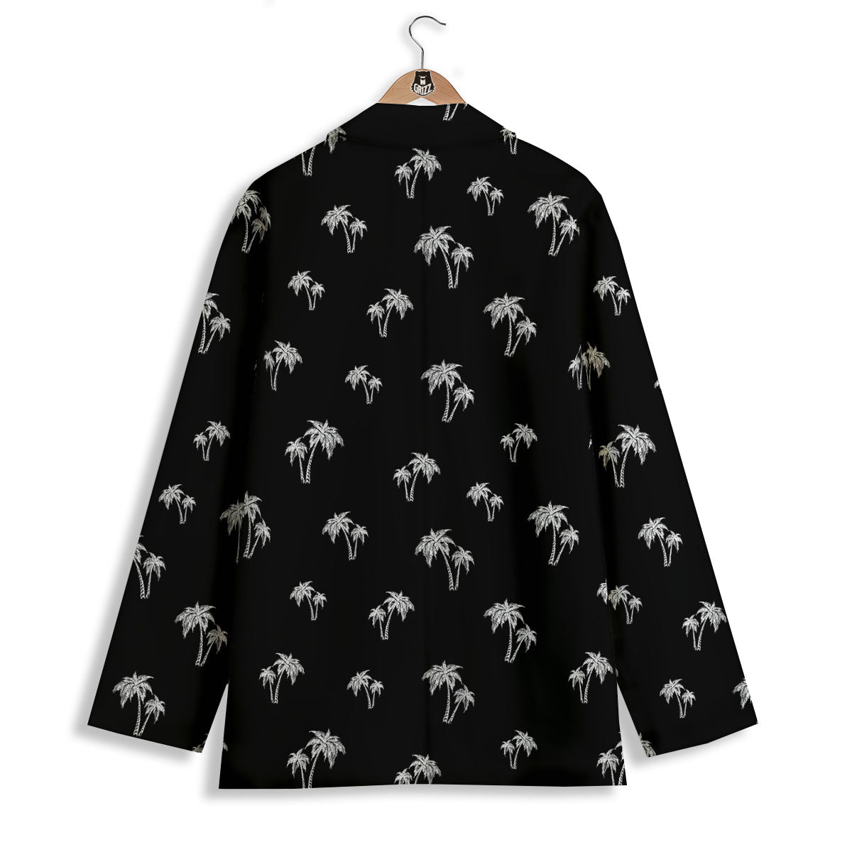 Coconut Tree White And Black Print Women's Blazer-grizzshop