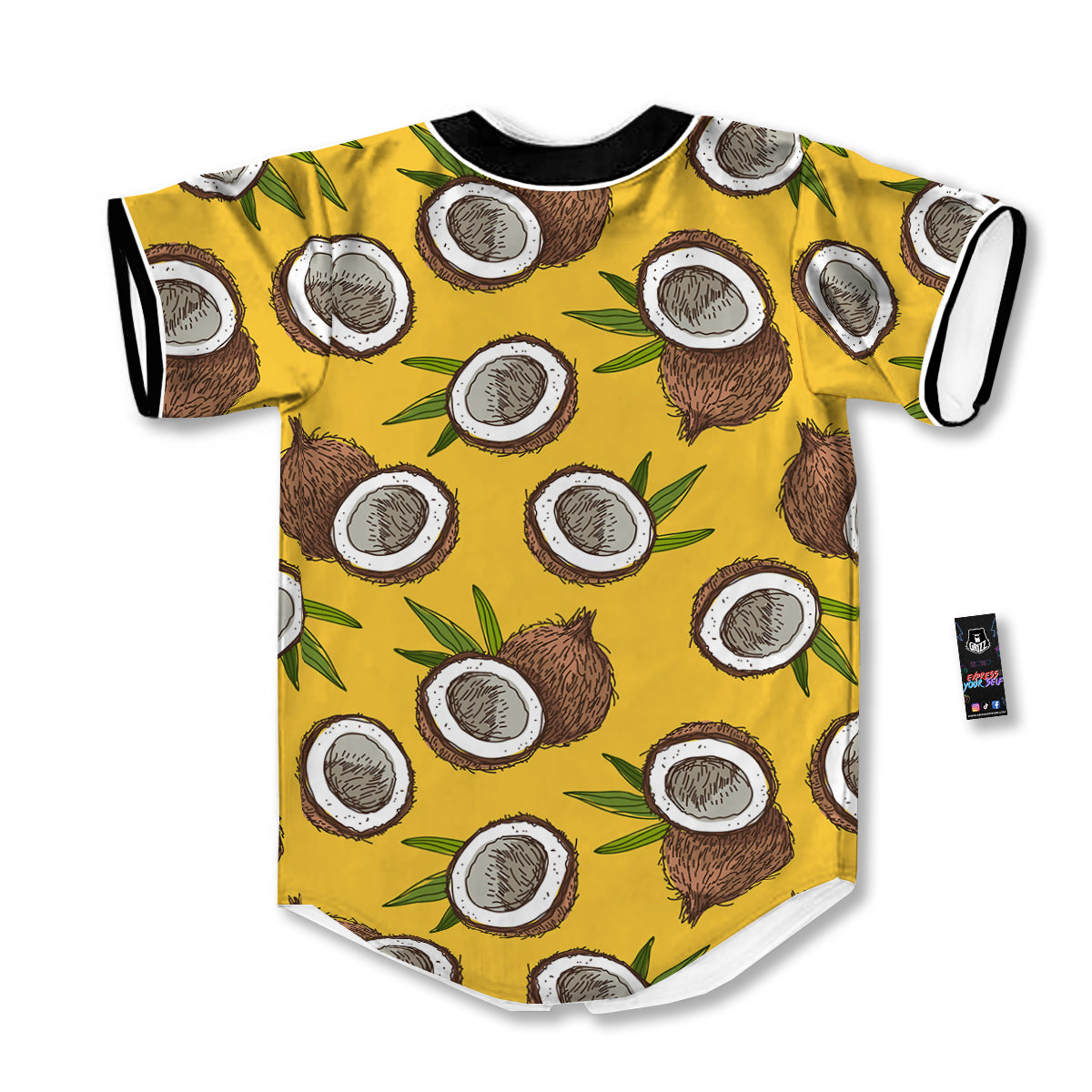 Coconut Yellow Print Pattern Baseball Jersey-grizzshop