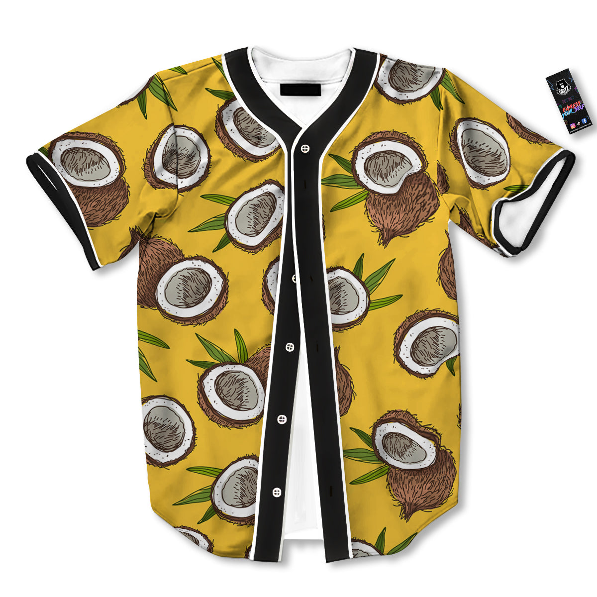 Coconut Yellow Print Pattern Baseball Jersey-grizzshop