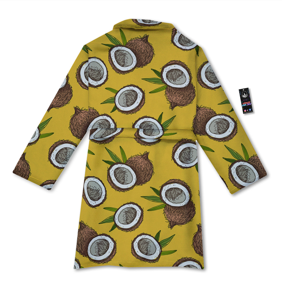 Coconut Yellow Print Pattern Bathrobe-grizzshop