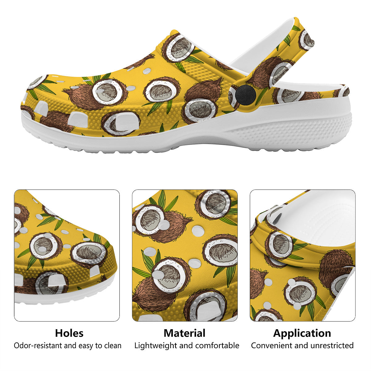 Coconut Yellow Print Pattern Clog-grizzshop