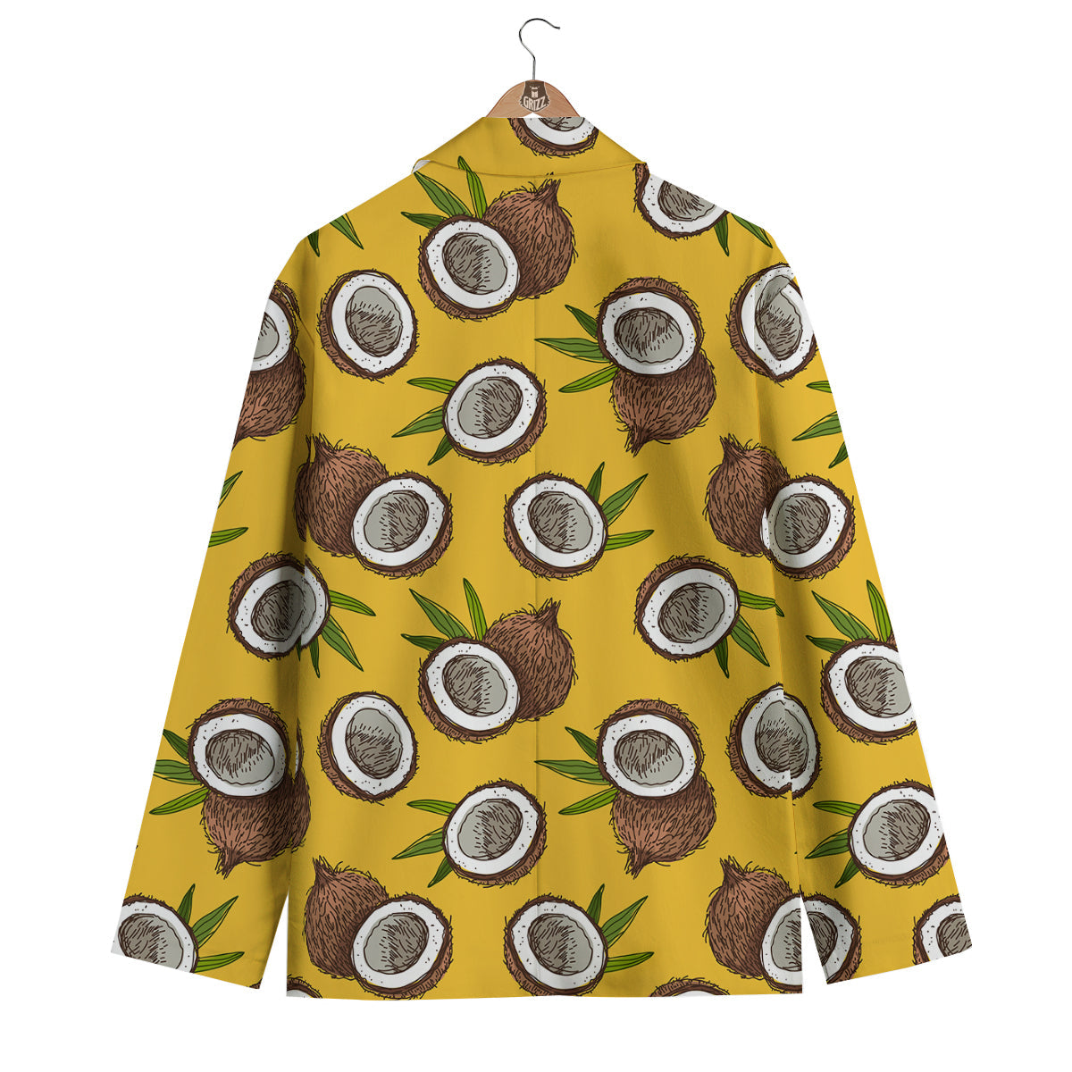 Coconut Yellow Print Pattern Men's Blazer-grizzshop