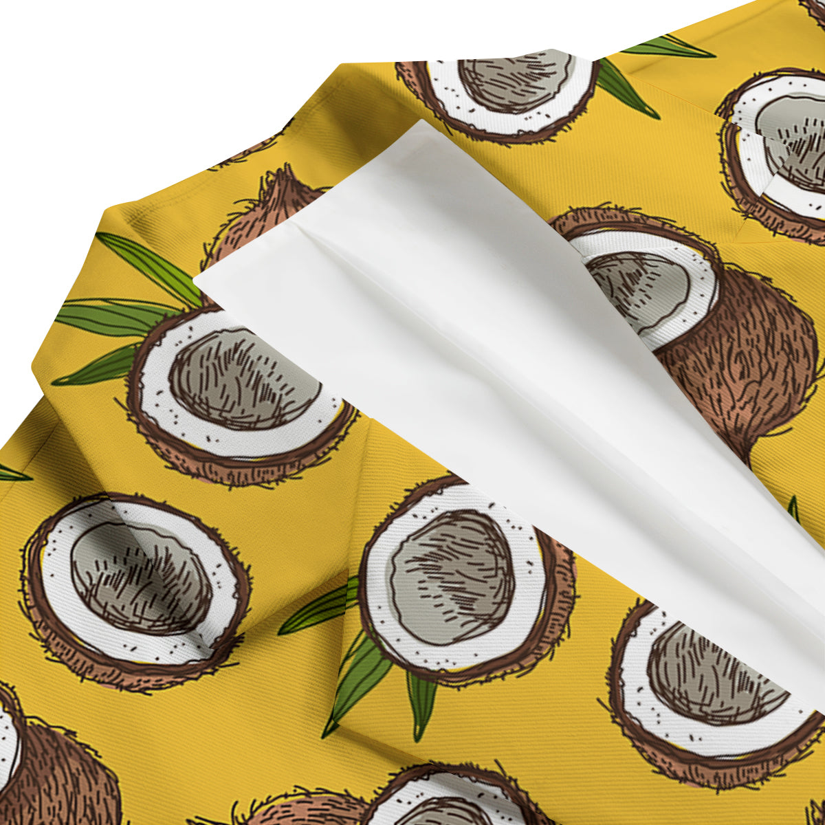 Coconut Yellow Print Pattern Men's Blazer-grizzshop