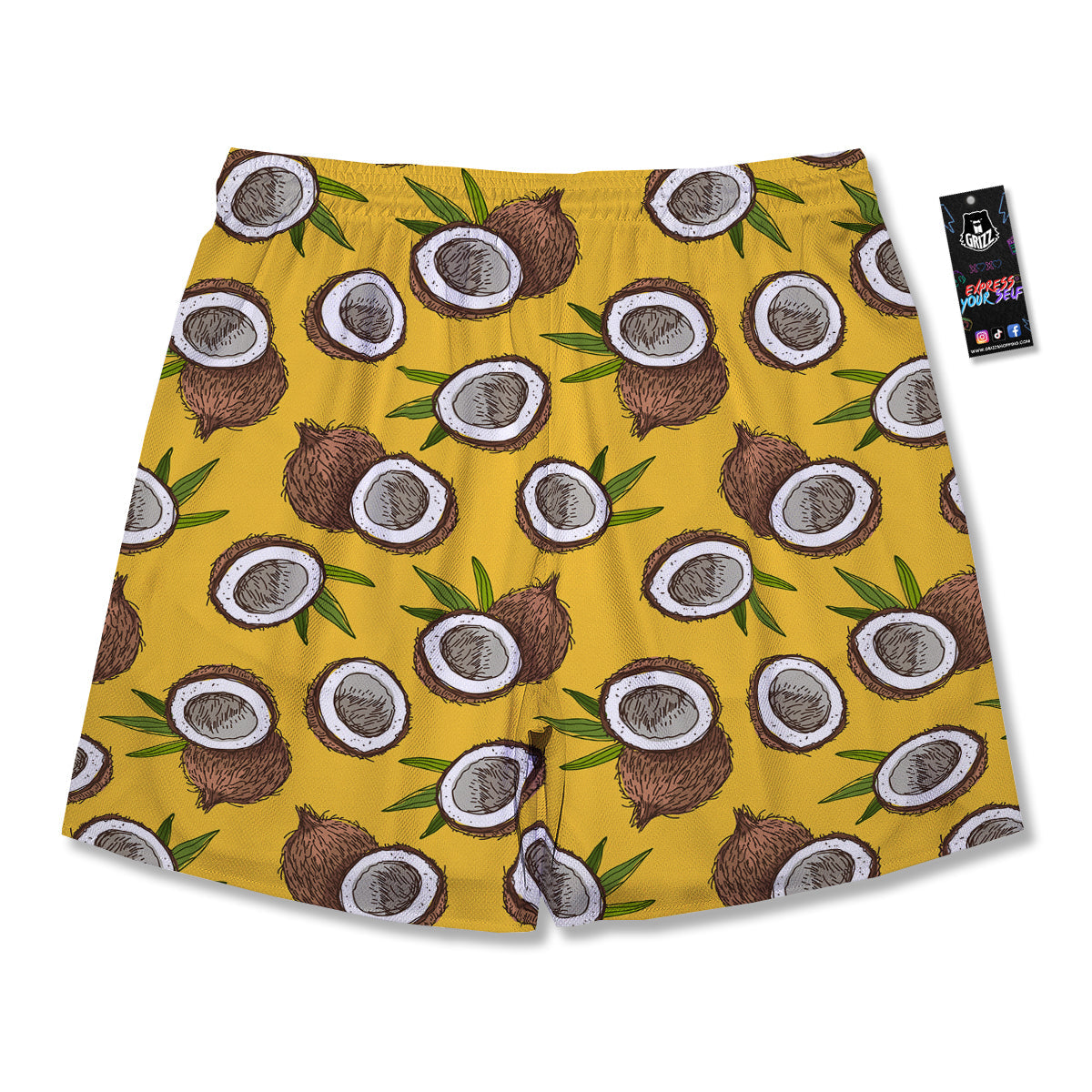 Coconut Yellow Print Pattern Men's Running Shorts-grizzshop