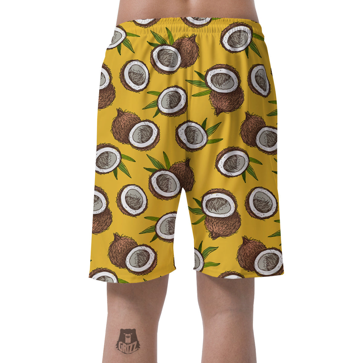 Coconut Yellow Print Pattern Men's Shorts-grizzshop