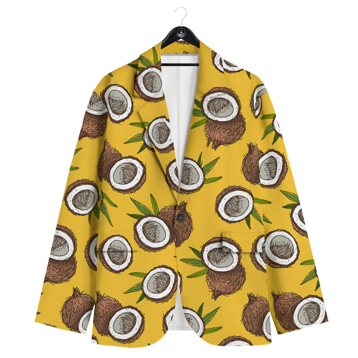 Coconut Yellow Print Pattern Men's Sport Coat-grizzshop