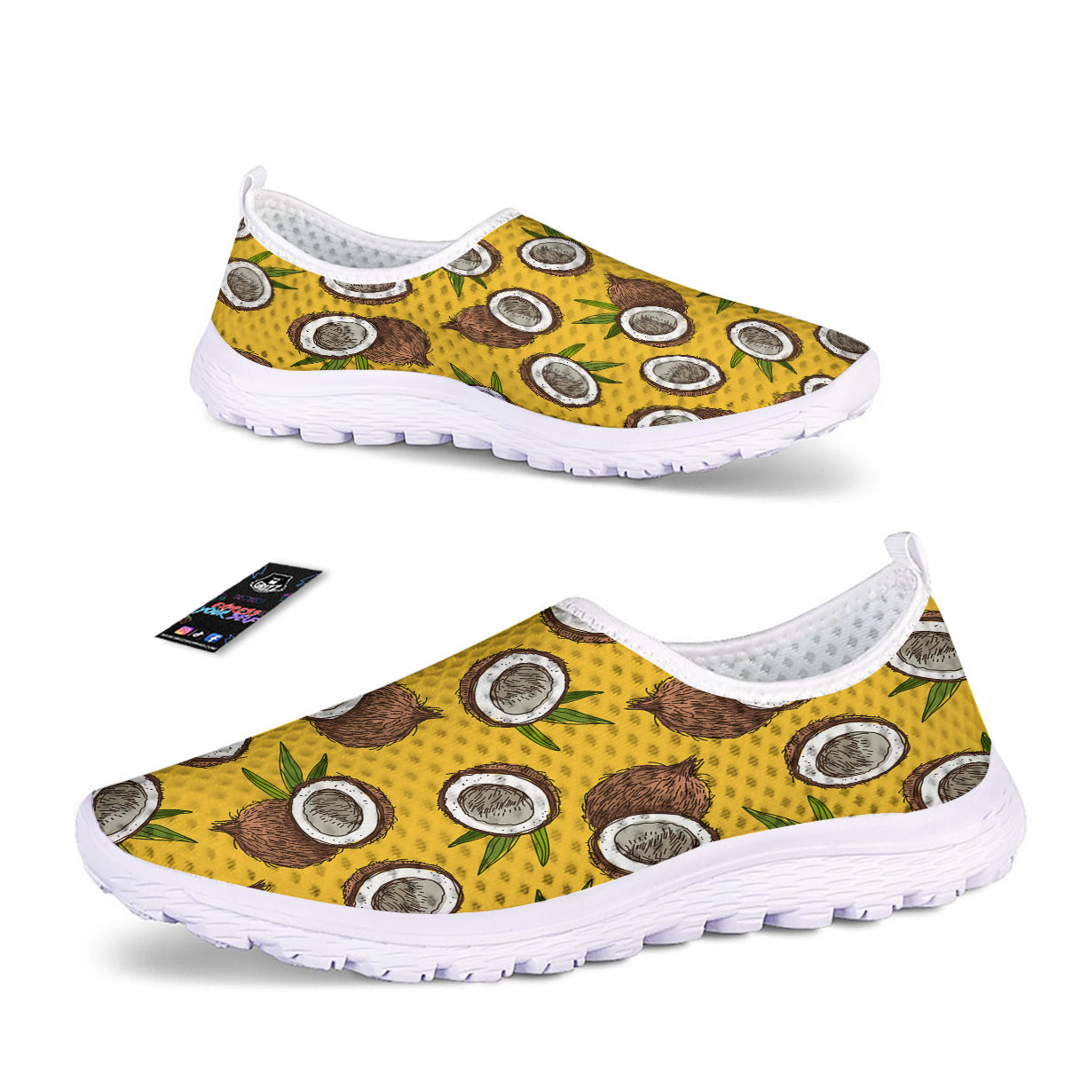 Coconut Yellow Print Pattern Nurse Shoes-grizzshop