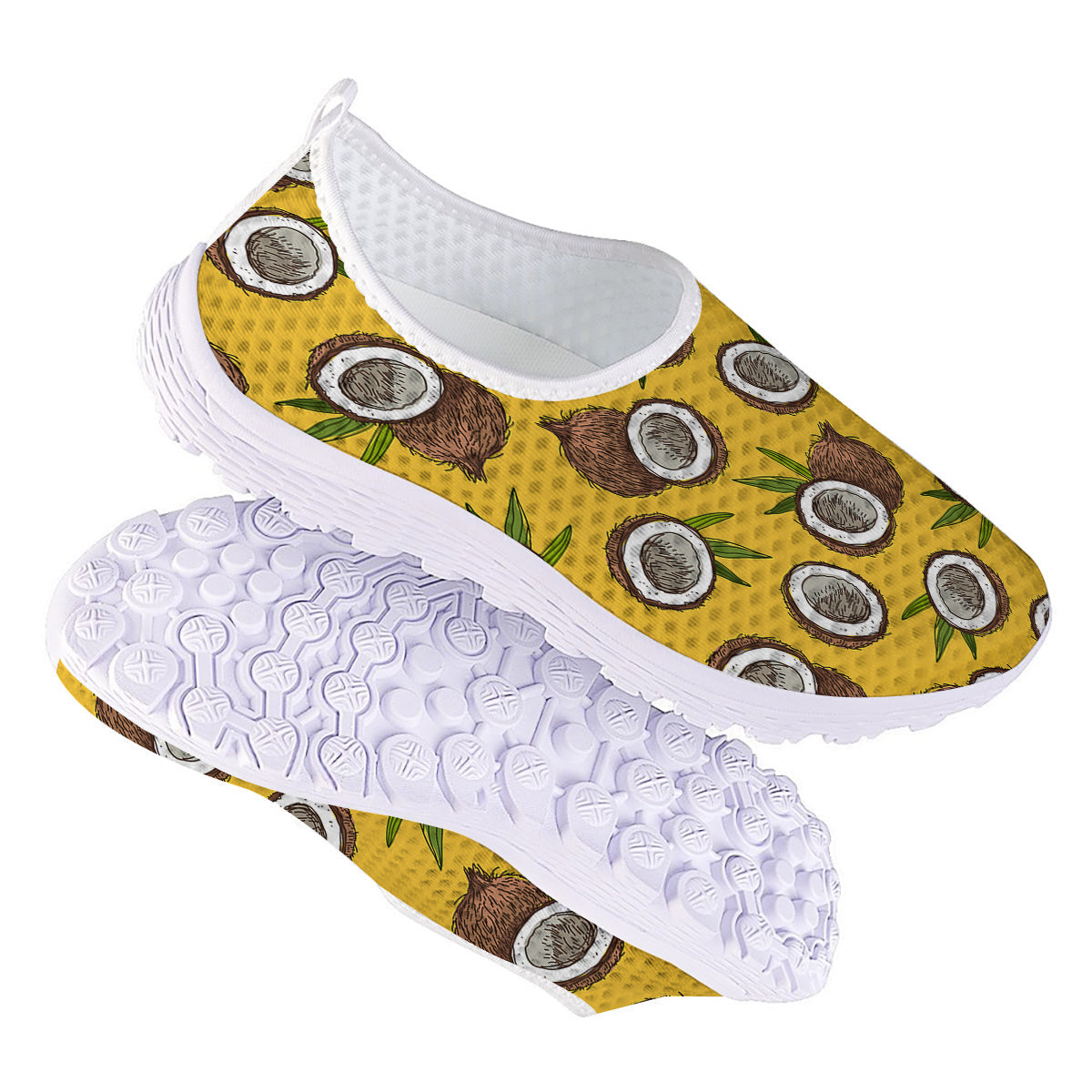 Coconut Yellow Print Pattern Nurse Shoes-grizzshop