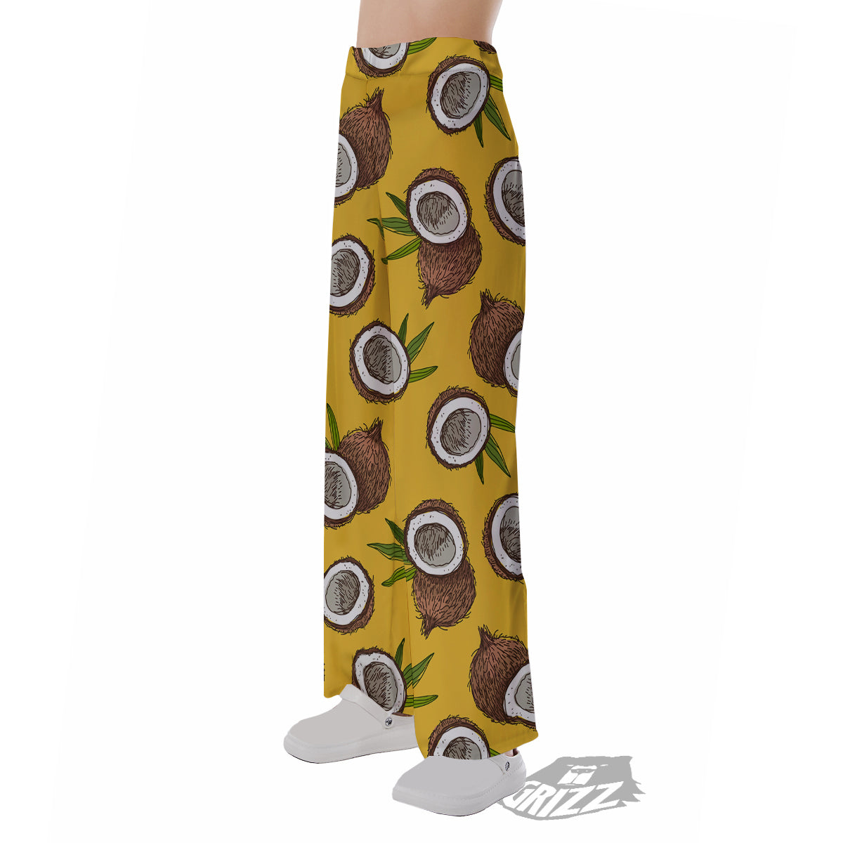 Coconut Yellow Print Pattern Pajama Pants-grizzshop