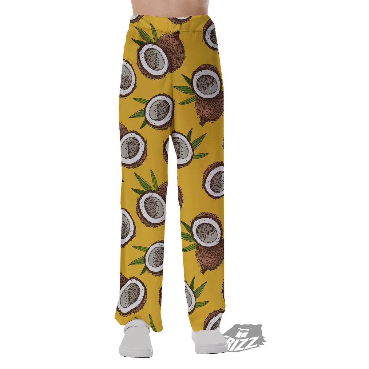 Coconut Yellow Print Pattern Pajama Pants-grizzshop