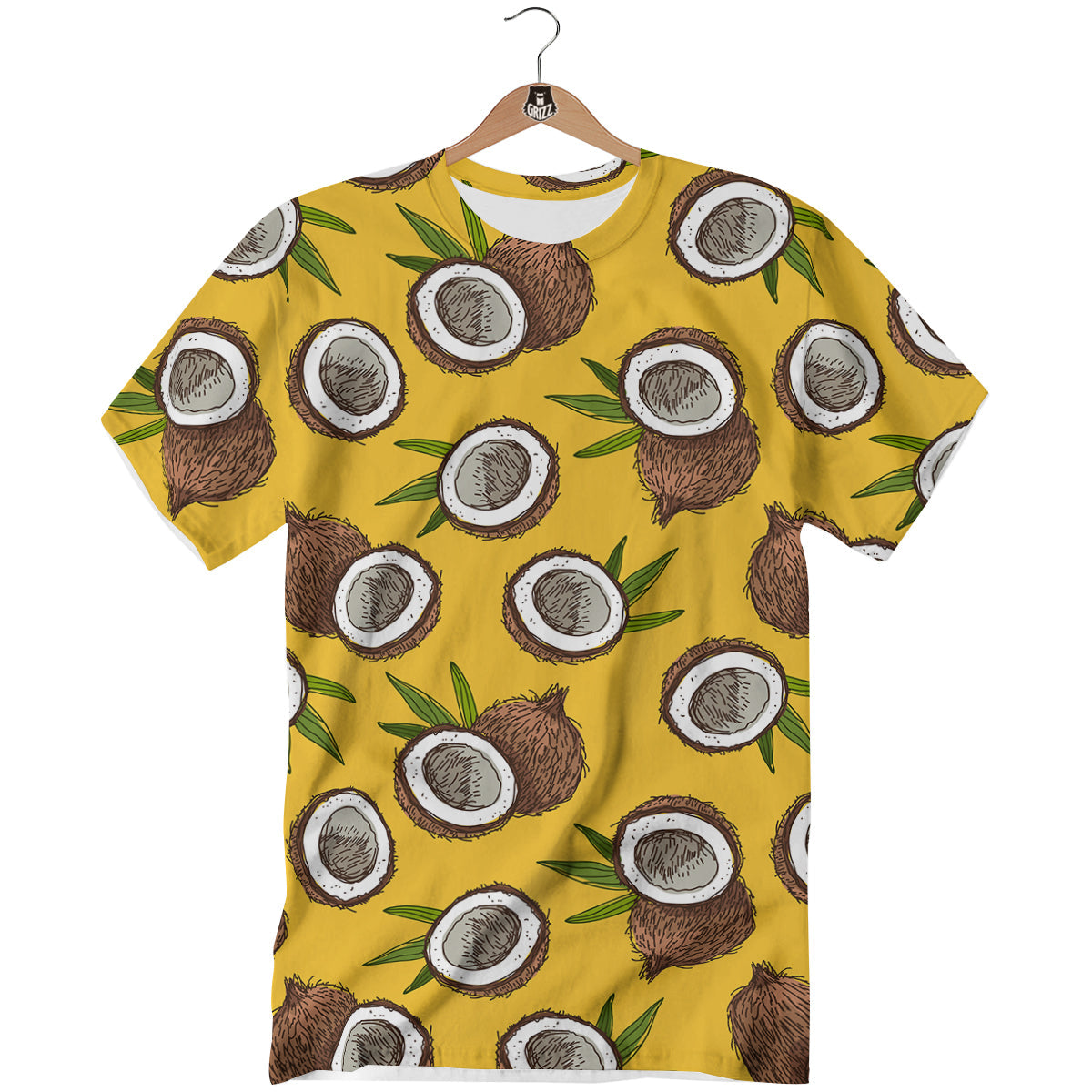 Coconut Yellow Print Pattern T-Shirt-grizzshop
