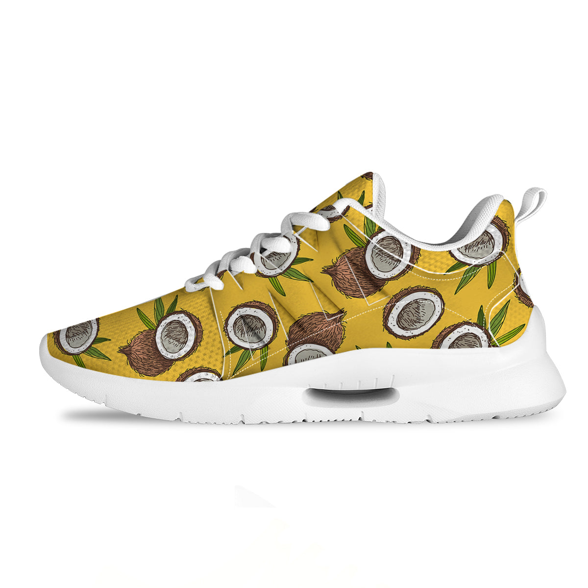 Coconut Yellow Print Pattern Tennis Shoes-grizzshop