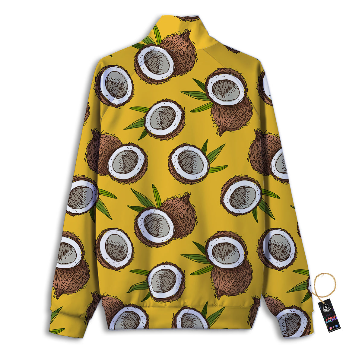 Coconut Yellow Print Pattern Track Jacket-grizzshop