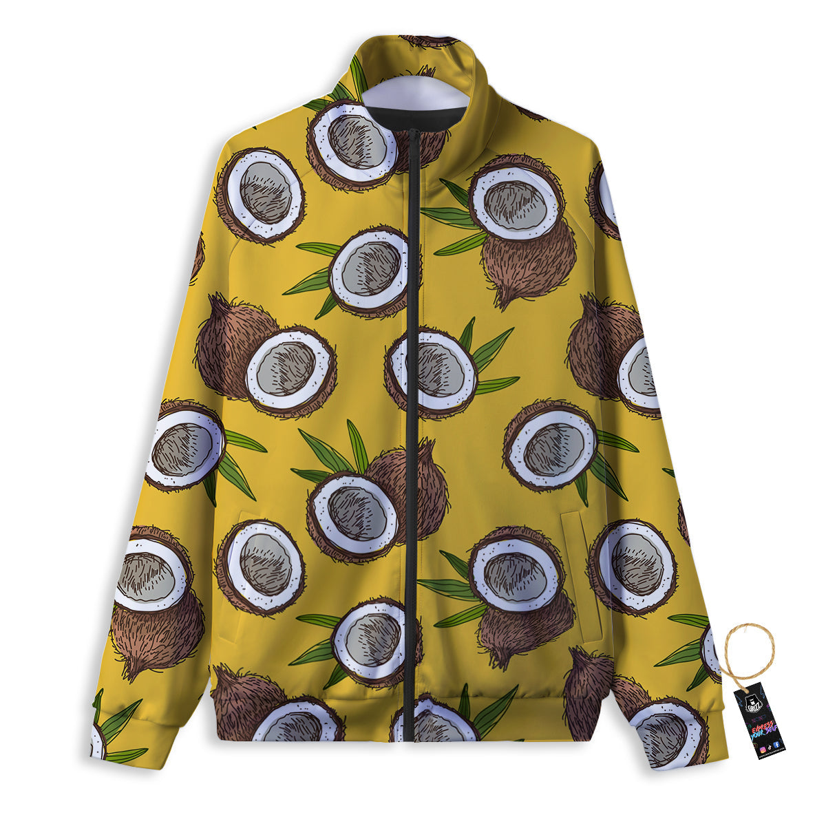 Coconut Yellow Print Pattern Track Jacket-grizzshop