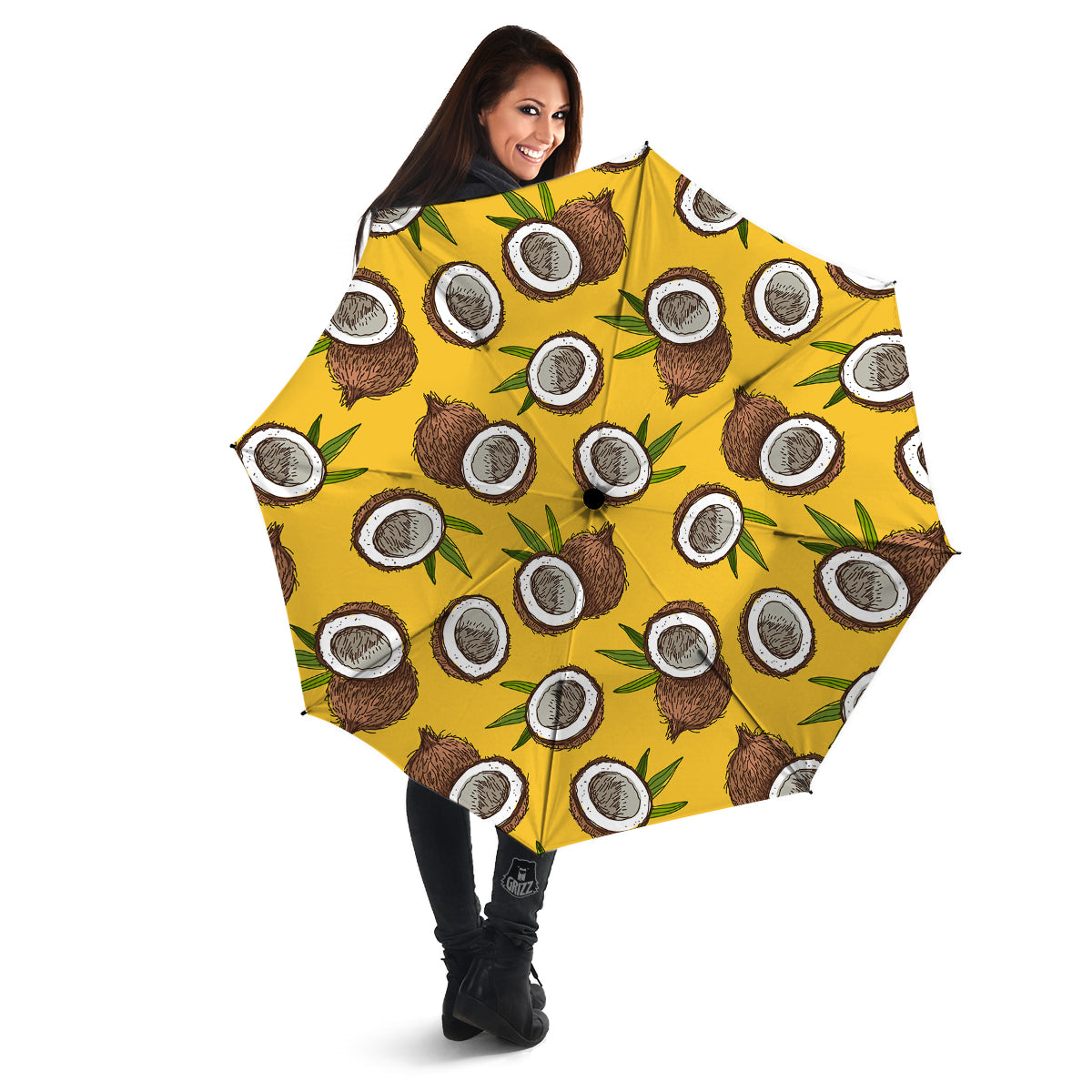 Coconut Yellow Print Pattern Umbrella-grizzshop