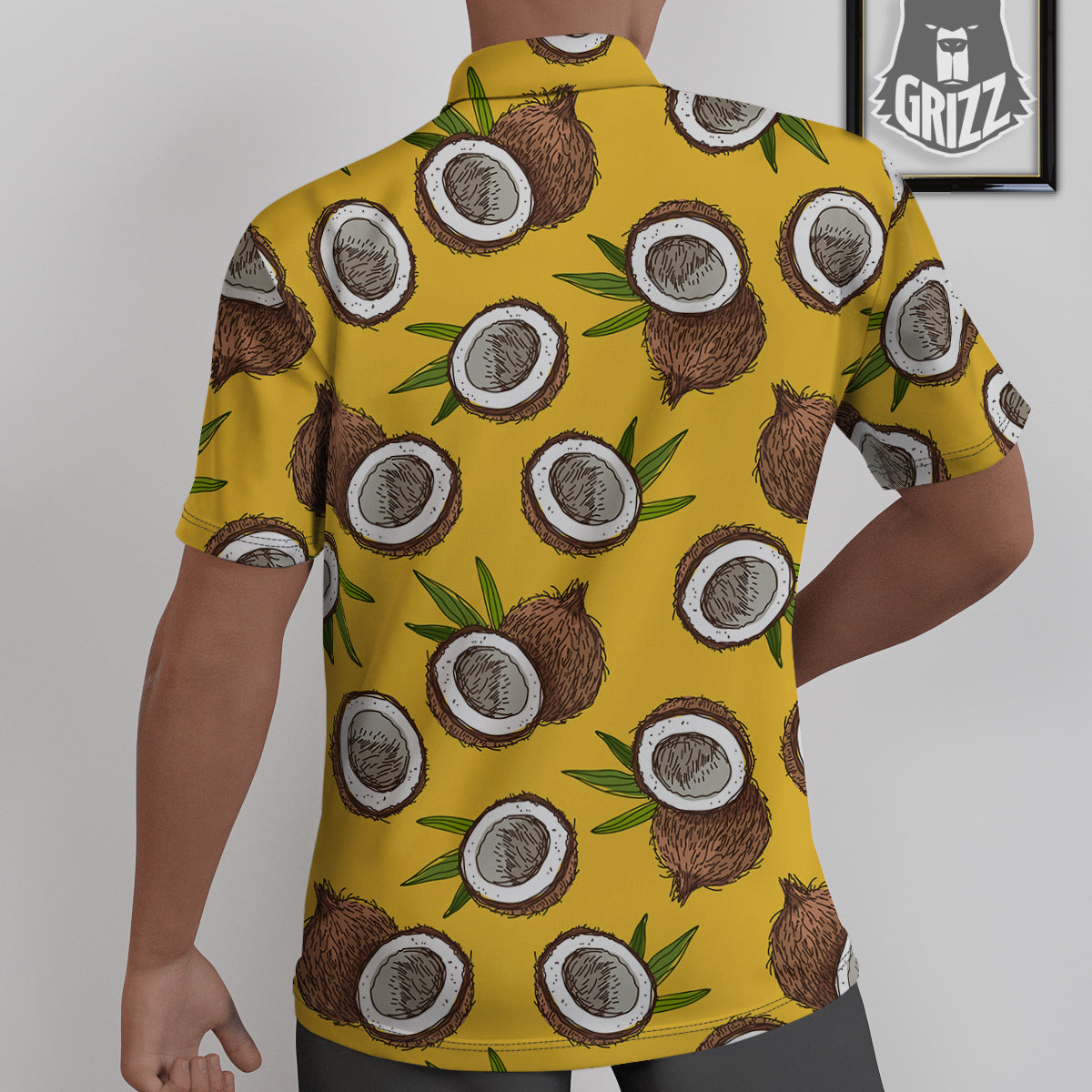 Coconut Yellow Print Pattern Untucked Shirts-grizzshop