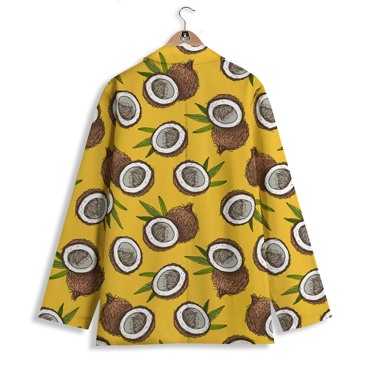 Coconut Yellow Print Pattern Women's Blazer-grizzshop
