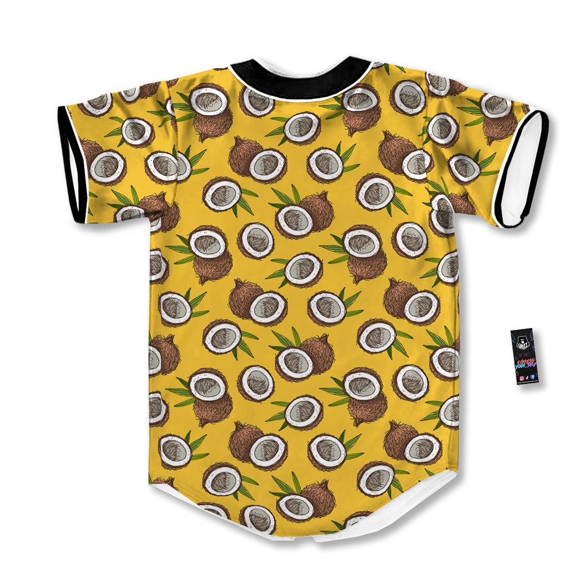 Coconut Yellow Vintage Print Pattern Baseball Jersey-grizzshop