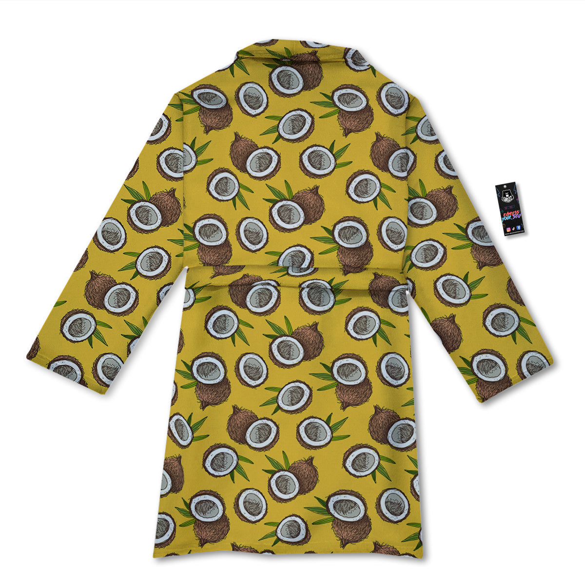 Coconut Yellow Vintage Print Pattern Bathrobe-grizzshop