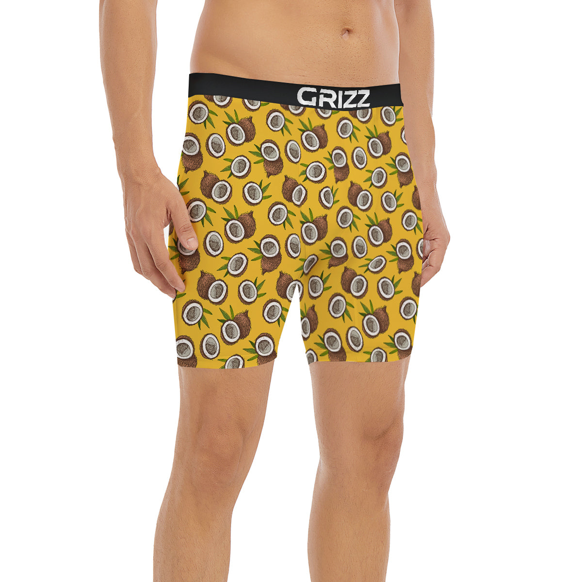 Coconut Yellow Vintage Print Pattern Boxer Briefs-grizzshop