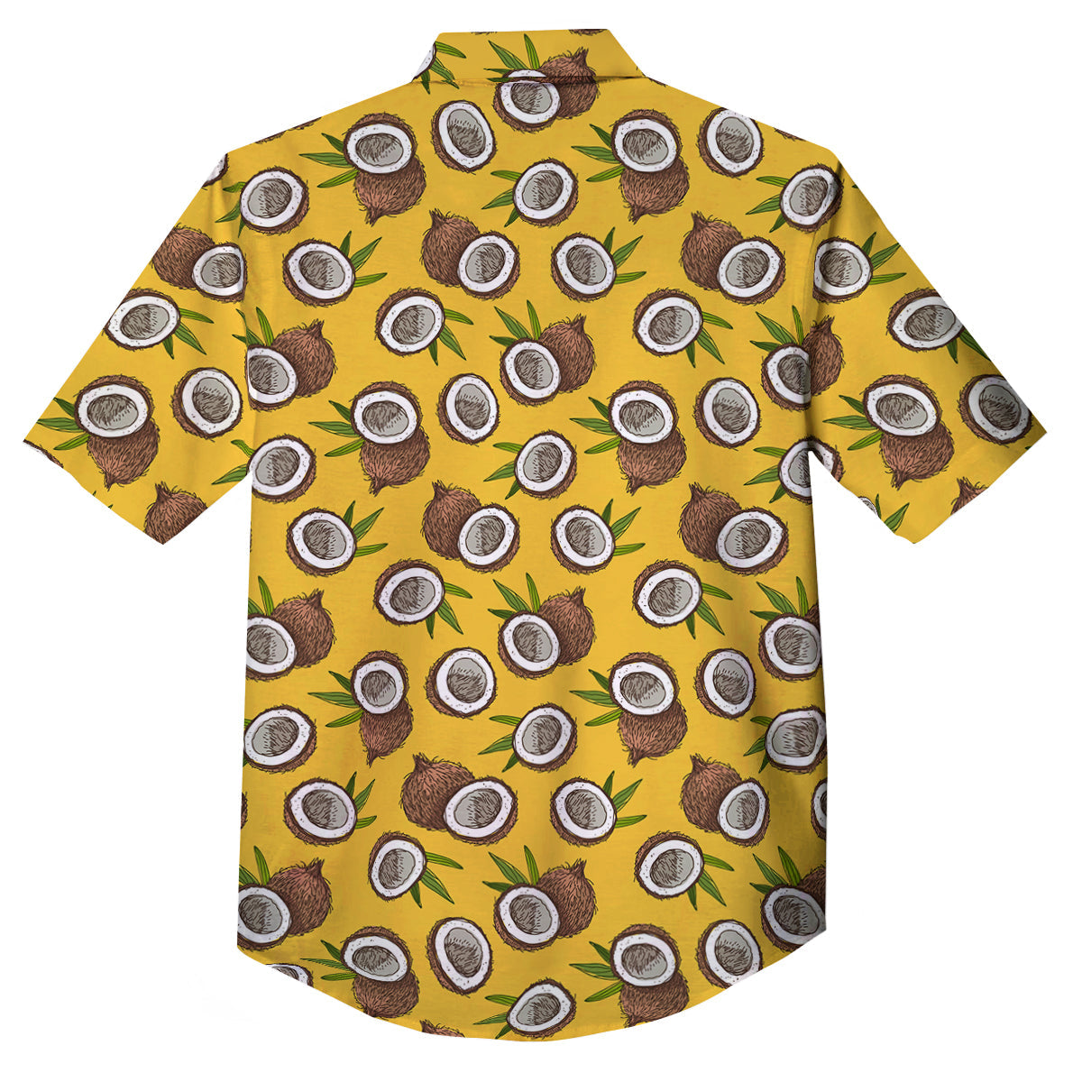 Coconut Yellow Vintage Print Pattern Button Up Shirt-grizzshop