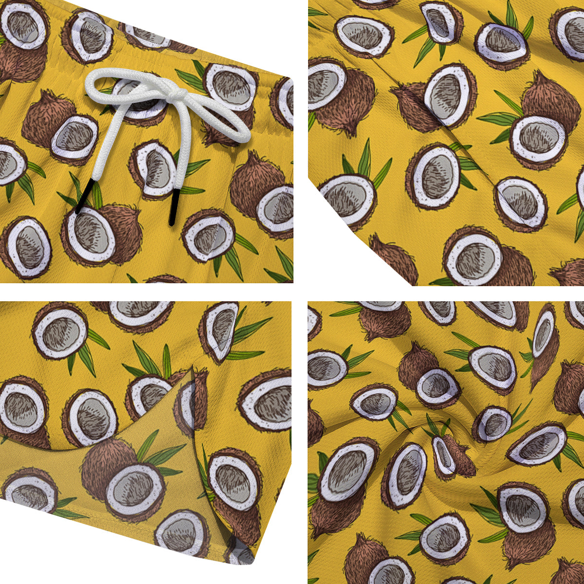 Coconut Yellow Vintage Print Pattern Men's Running Shorts-grizzshop