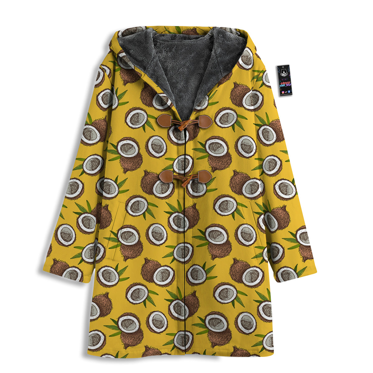 Coconut Yellow Vintage Print Pattern Men's Windbreaker Jacket-grizzshop