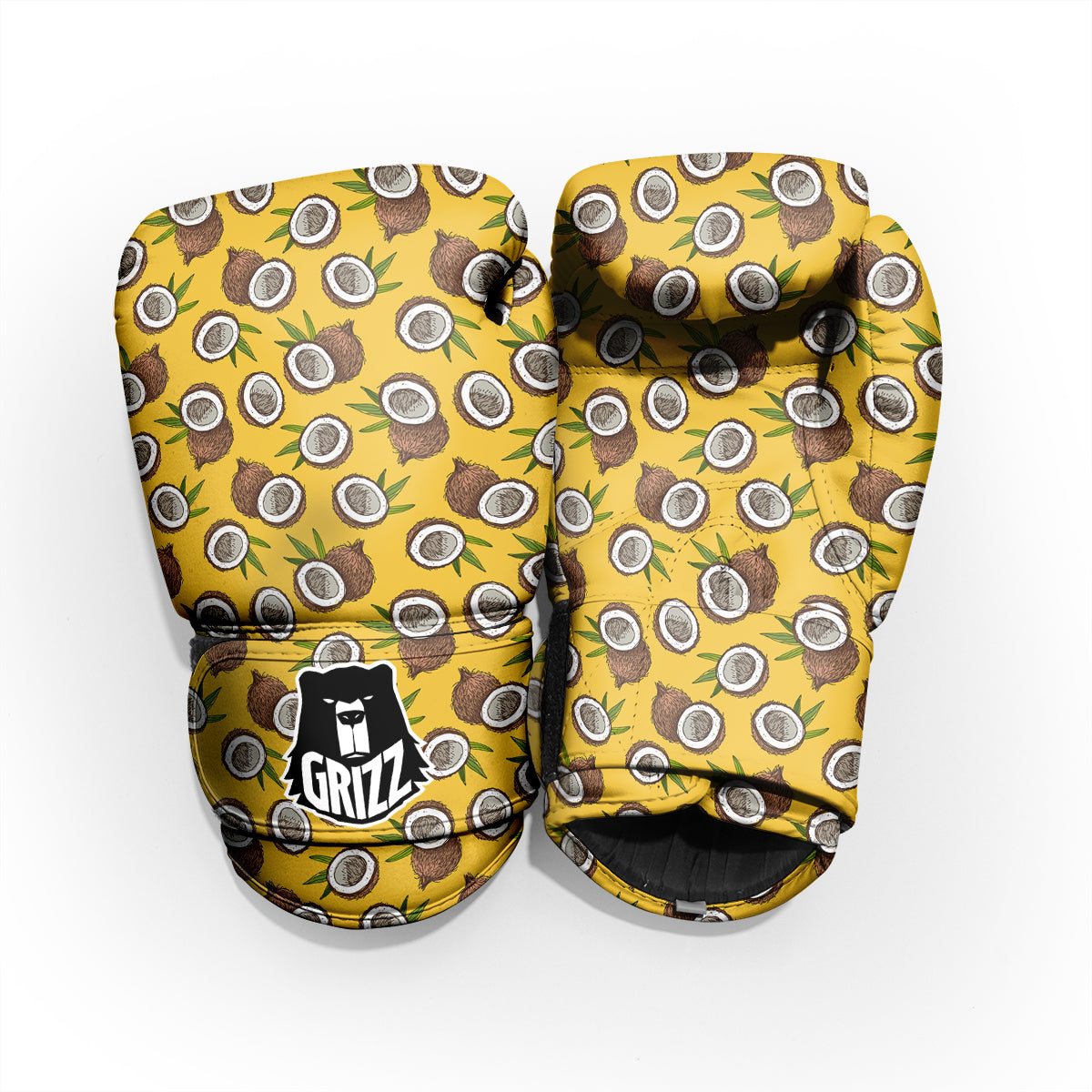Coconut Yellow Vintage Print Pattern Pro Boxing Glove